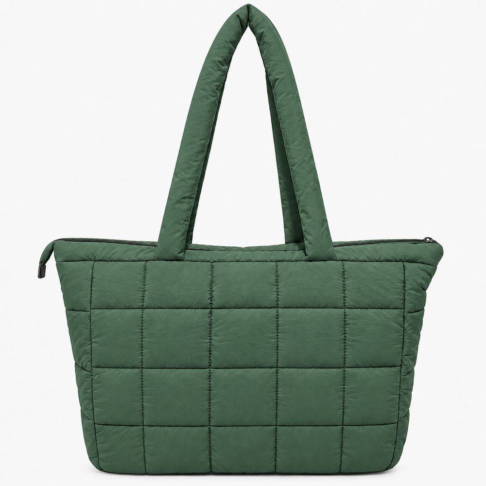 Set Borsa Tote + pochette trapuntata puffer louise Verde