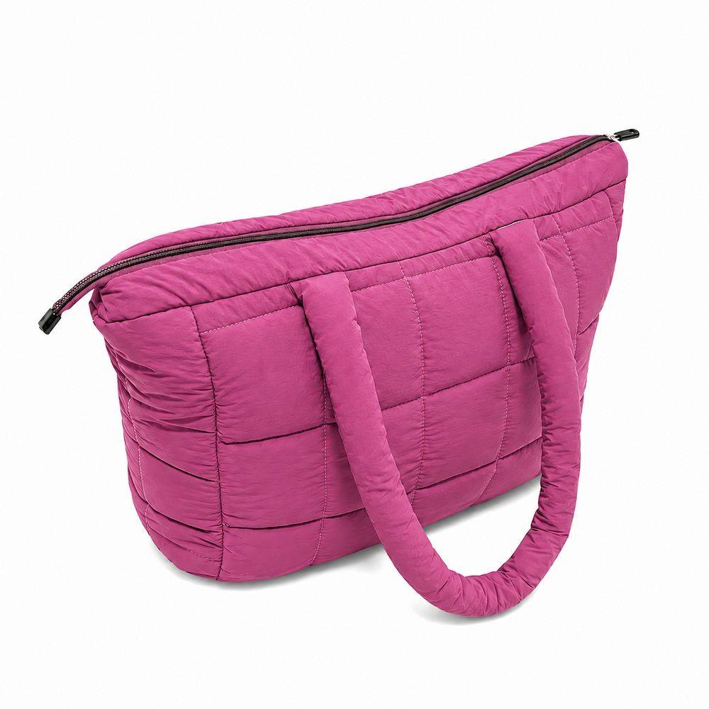 Set Borsa Tote + pochette trapuntata puffer louise Fucsia