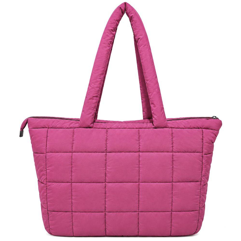 Set Borsa Tote + pochette trapuntata puffer louise Fucsia