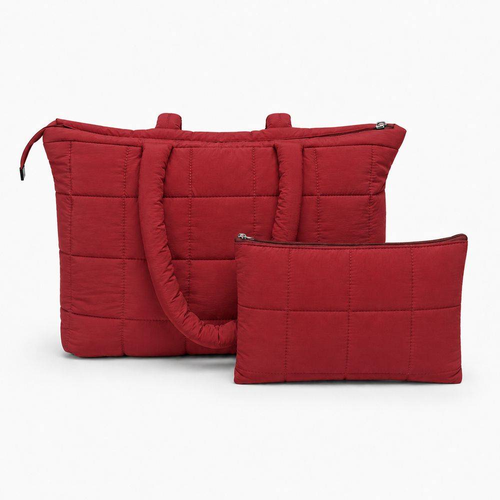 Borsa Tote trapuntata puffer Louise Bordeaux