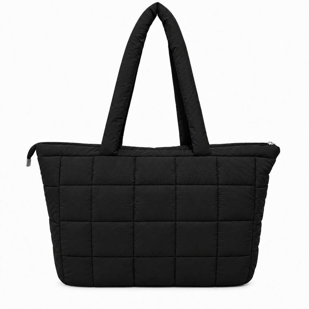 Set Borsa Tote + pochette trapuntata puffer louise nera