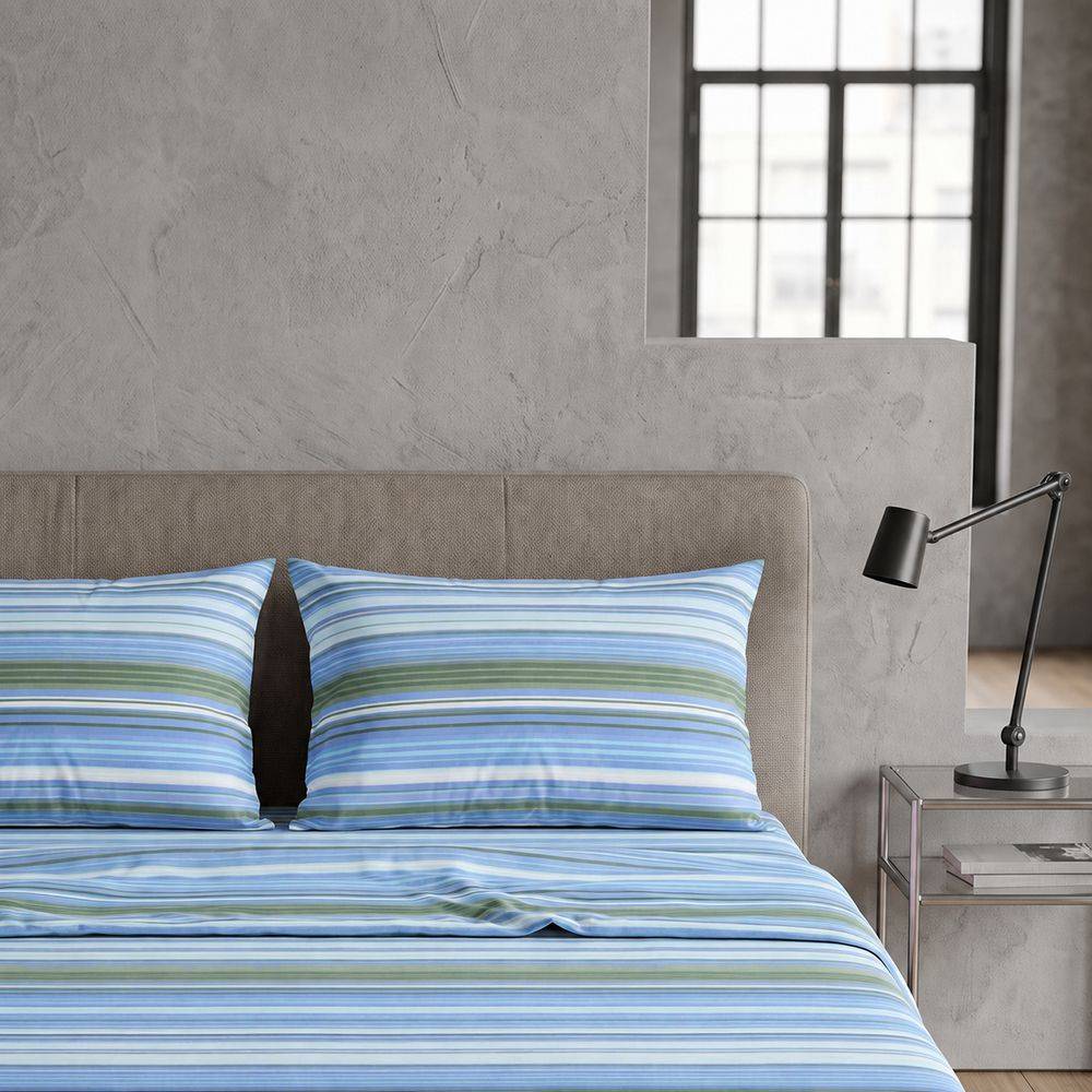 Completo Lenzuola Style Fiordaliso Azzurro Matrimoniale