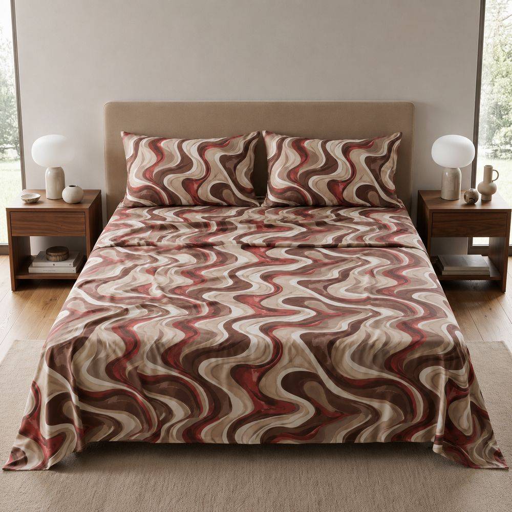 Completo Lenzuola Style Hypnotic Bordeaux Matrimoniale