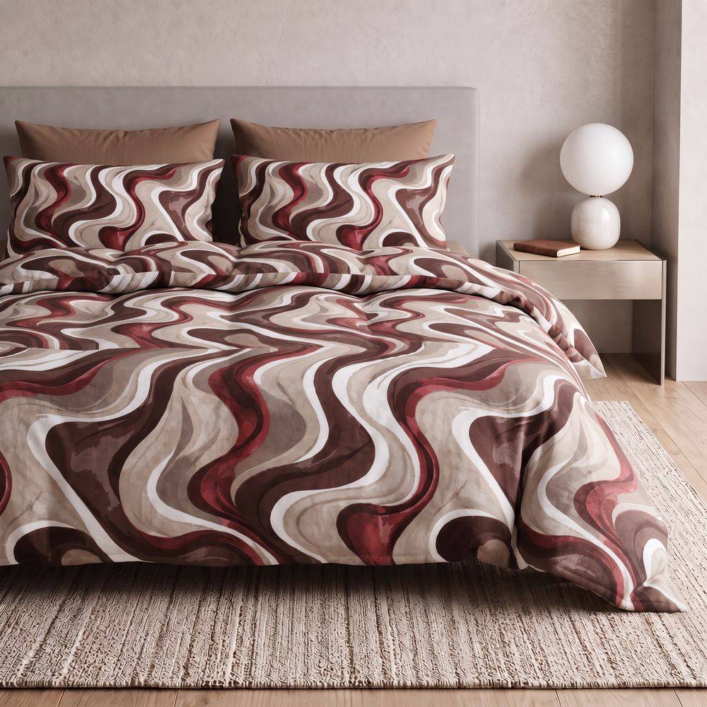 Parure Copripiumino Style Hypnotic Bordeaux Matrimoniale