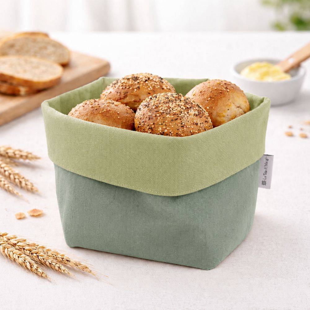 Cestino Portapane in Cotone Doubleface Verde