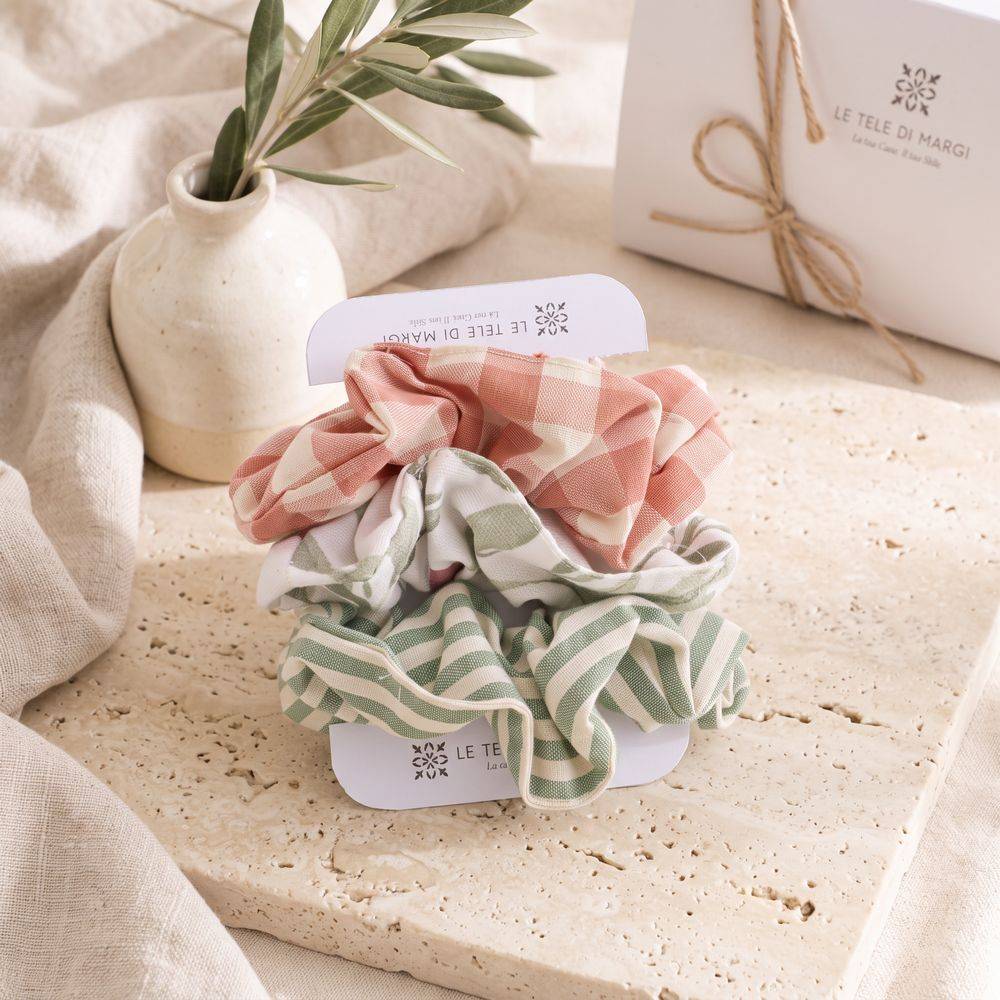 Set Elastici Scrunchies in Cotone Country Chic