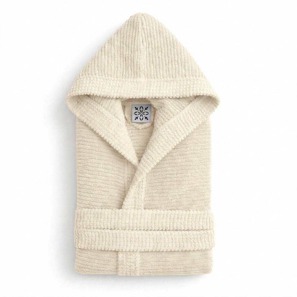Accappatoio Con Cappuccio in Spugna Boutique Crema