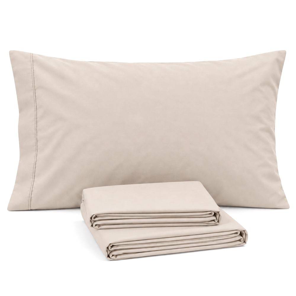 Completo Lenzuola in Percalle Chloe Beige Matrimoniale
