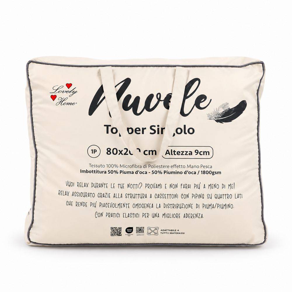 Topper in Piuma e Piumono d'Oca Nuvole Altezza 9 cm Singolo