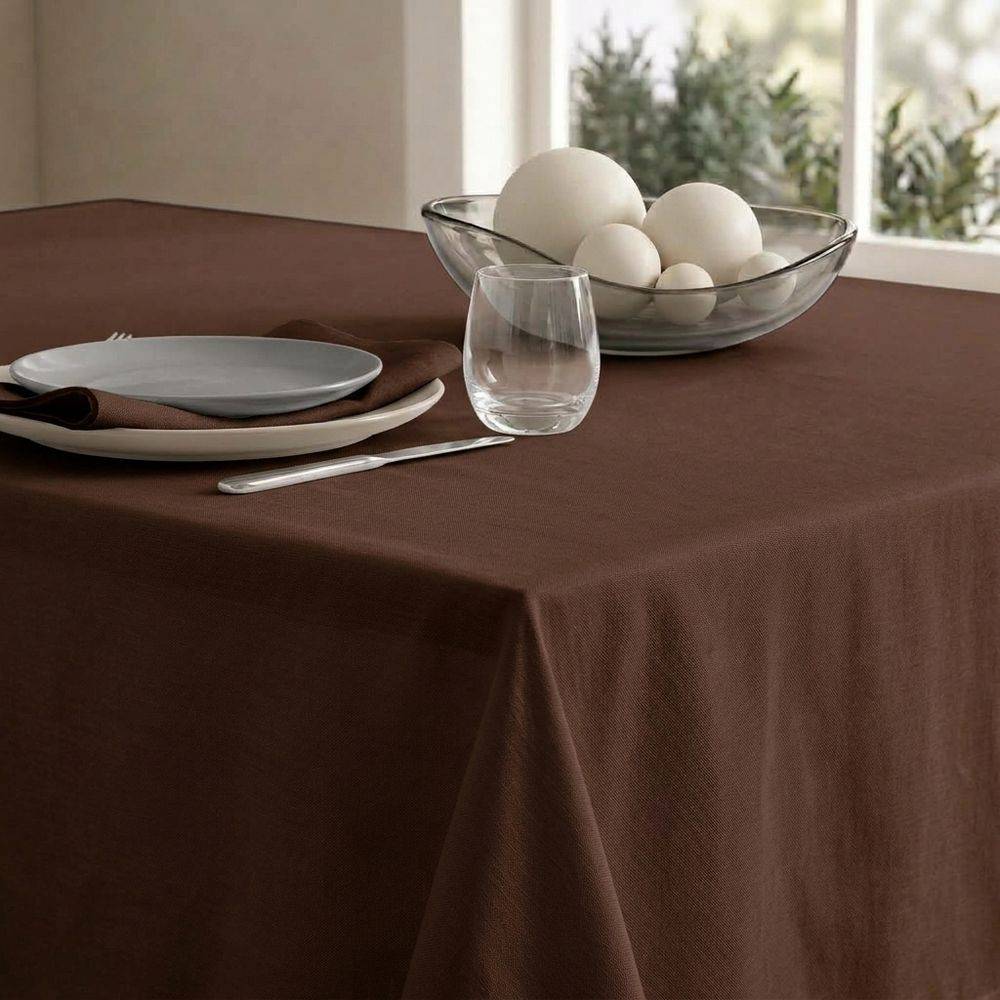 Tovaglia su misura 100% Cotone Panama Cacao Cavalieri