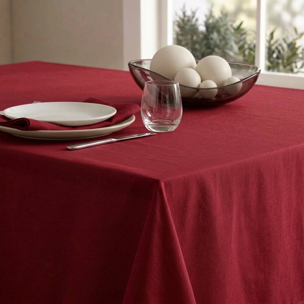 Tovaglia su misura 100% Cotone Panama Bordeaux Cavalieri