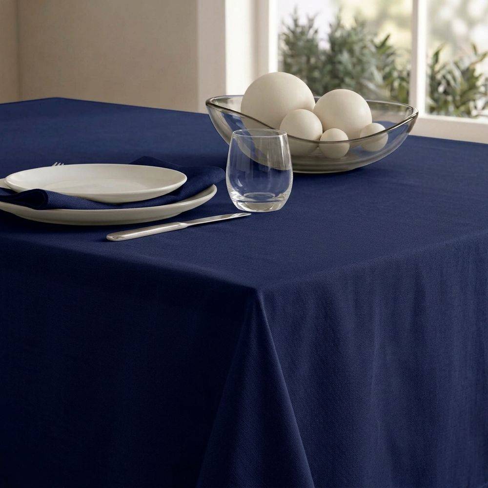 Tovaglia su misura 100% Cotone Panama Blu Navy Cavalieri
