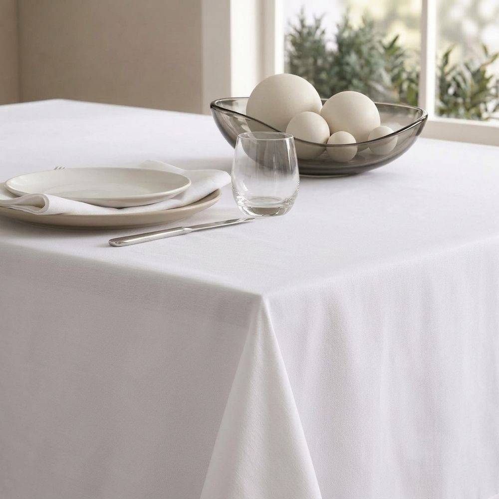 Tovaglia su misura 100% Cotone Panama Cavalieri Bianco