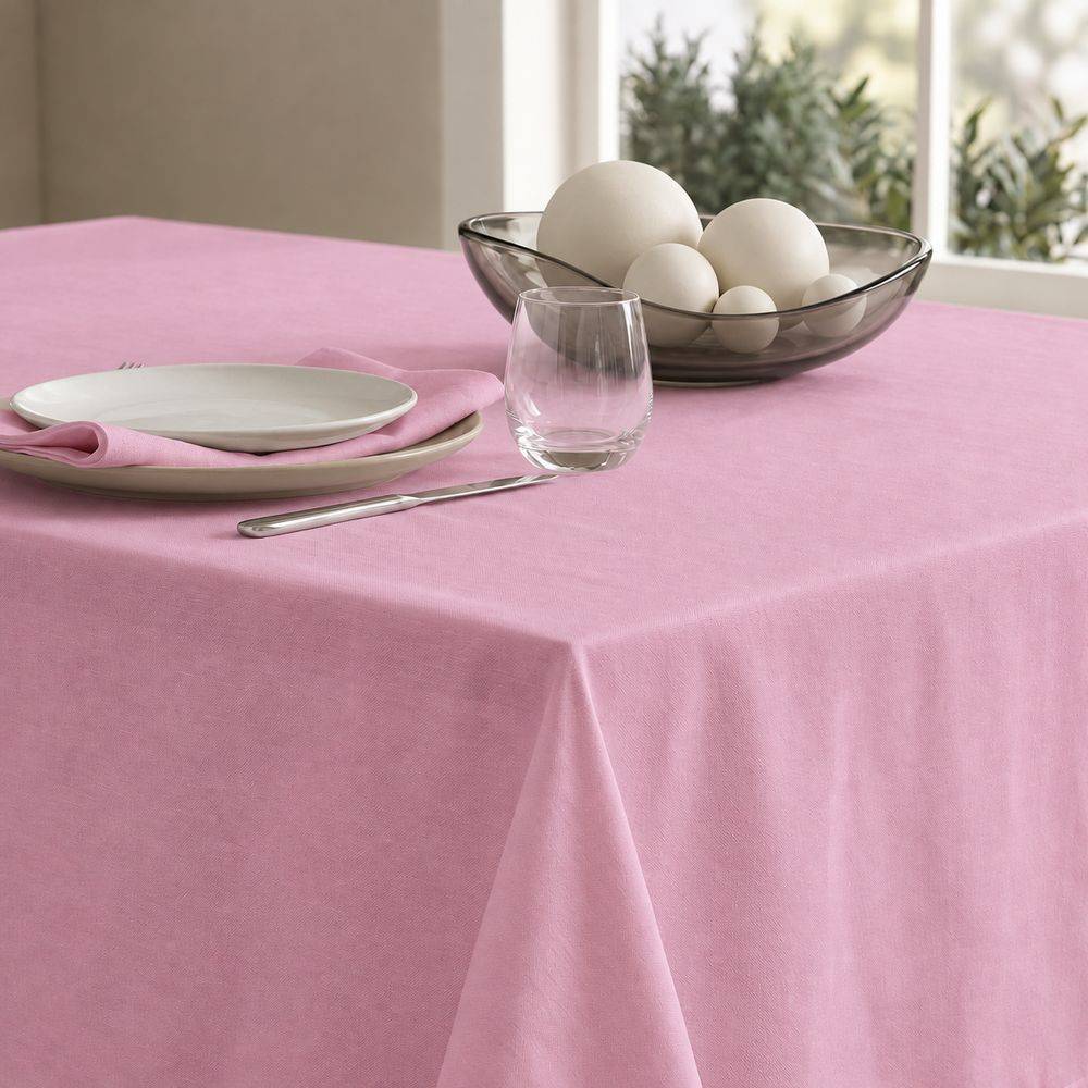 Tovaglia su misura 100% Cotone Panama Rosa Peonia Cavalieri