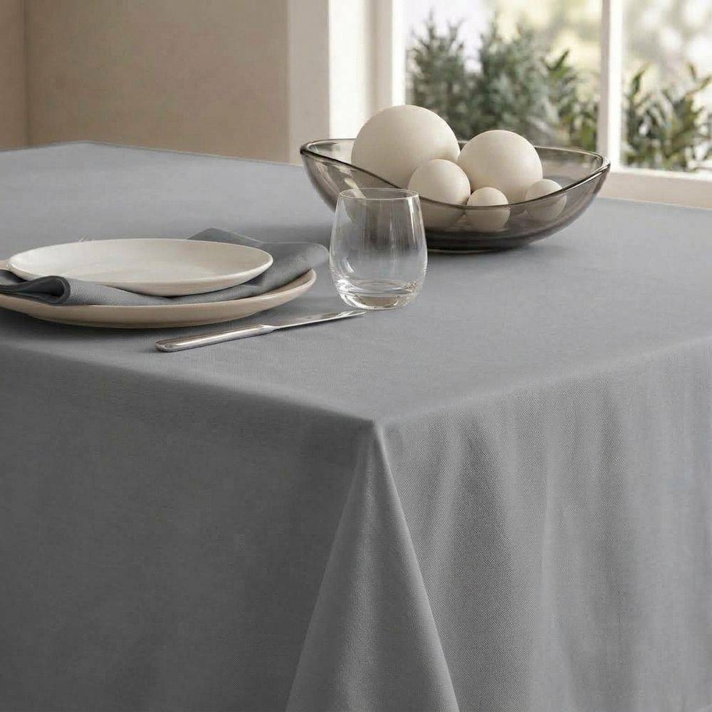 Tovaglia su misura 100% Cotone Panama Grigio Stone Cavalieri