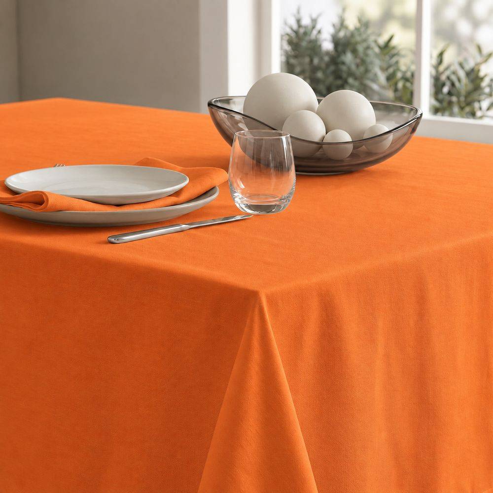 Tovaglia su misura 100% Cotone Panama Arancio Cavalieri