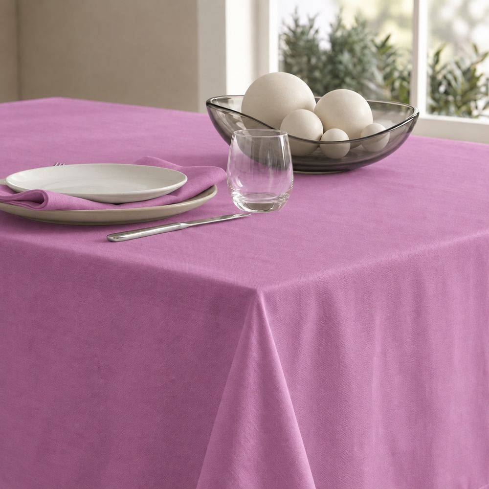 Tovaglia su misura 100% Cotone Panama tinto in filo Cavalieri Malva