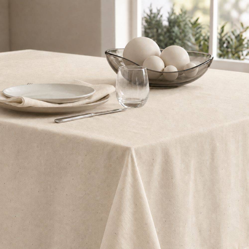 Tovaglia su misura 100% Cotone grezzo Panama Cavalieri Panna