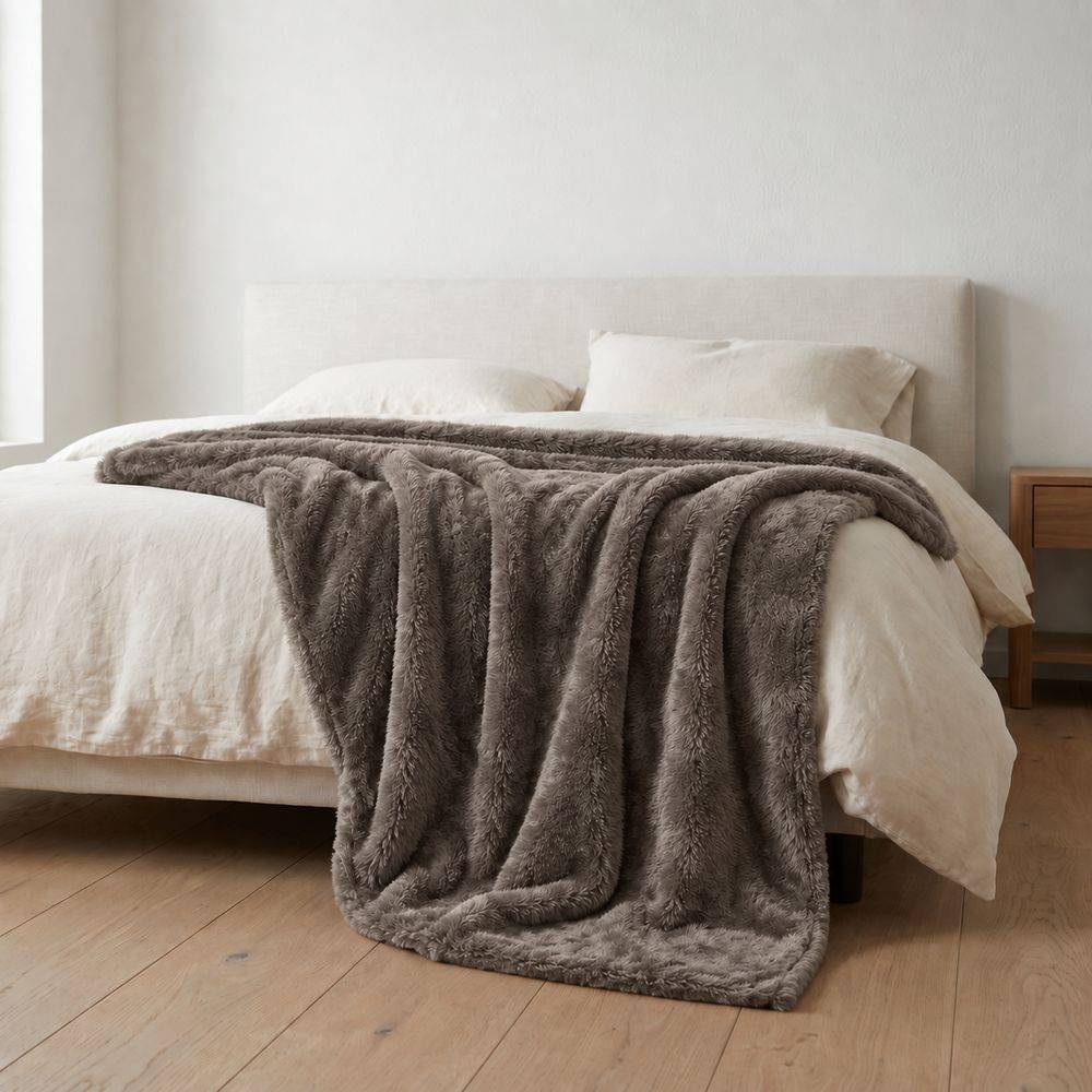 Plaid Soft Home Grigio Matrimoniale 200 x 240