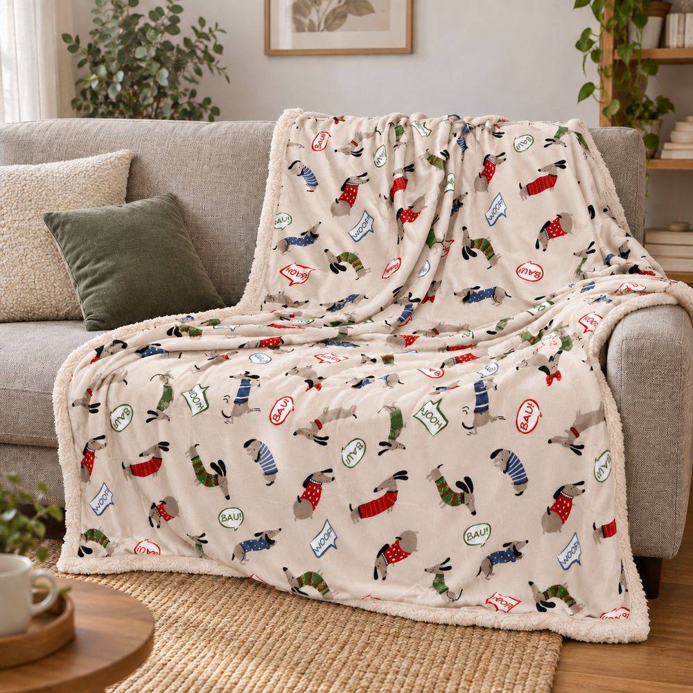 Plaid Sherpa Cani Bau Singolo