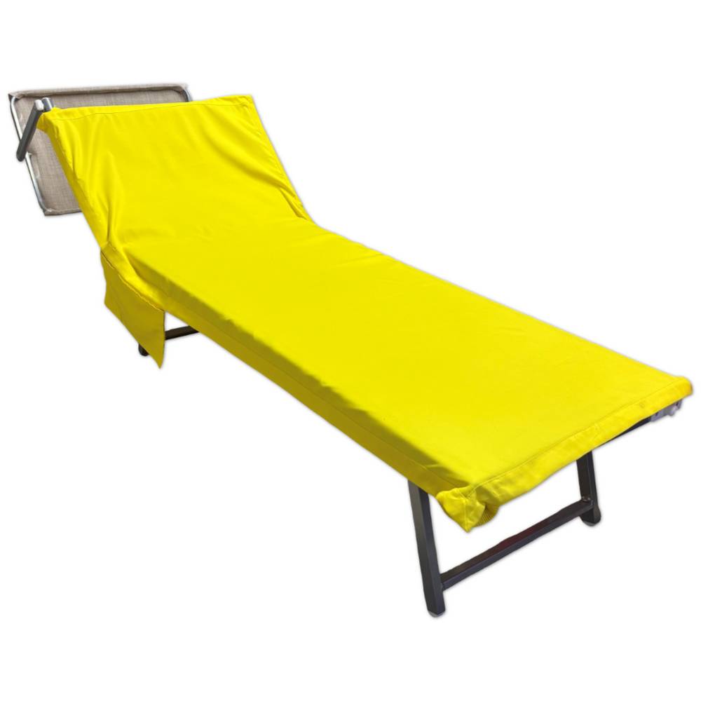 Telo mare per lettino con cuscino Tinta Unita Fluo Giallo 62x185