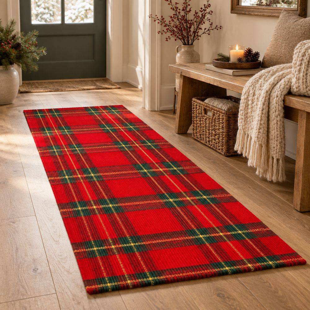 Tappeto Jacquard Red Check 50 x 120