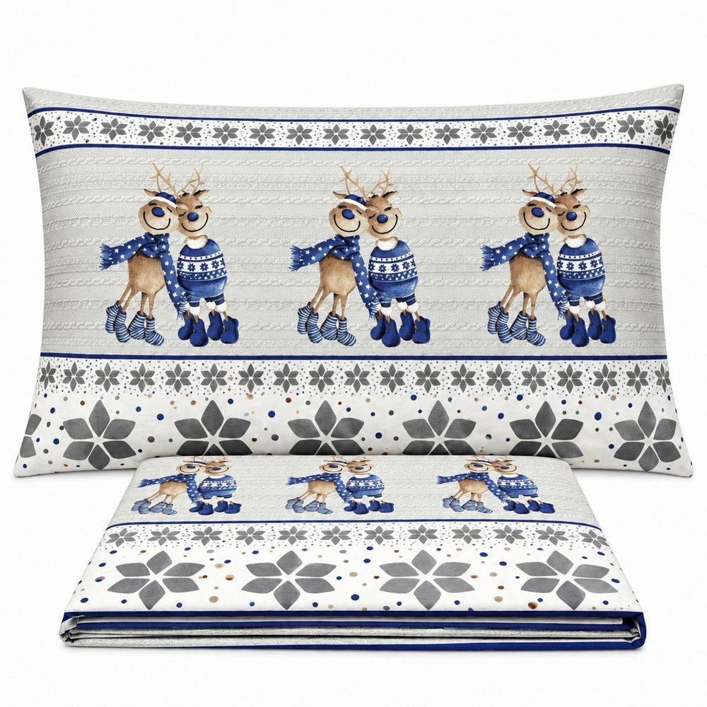 Completo Lenzuola Renne Blu Singolo
