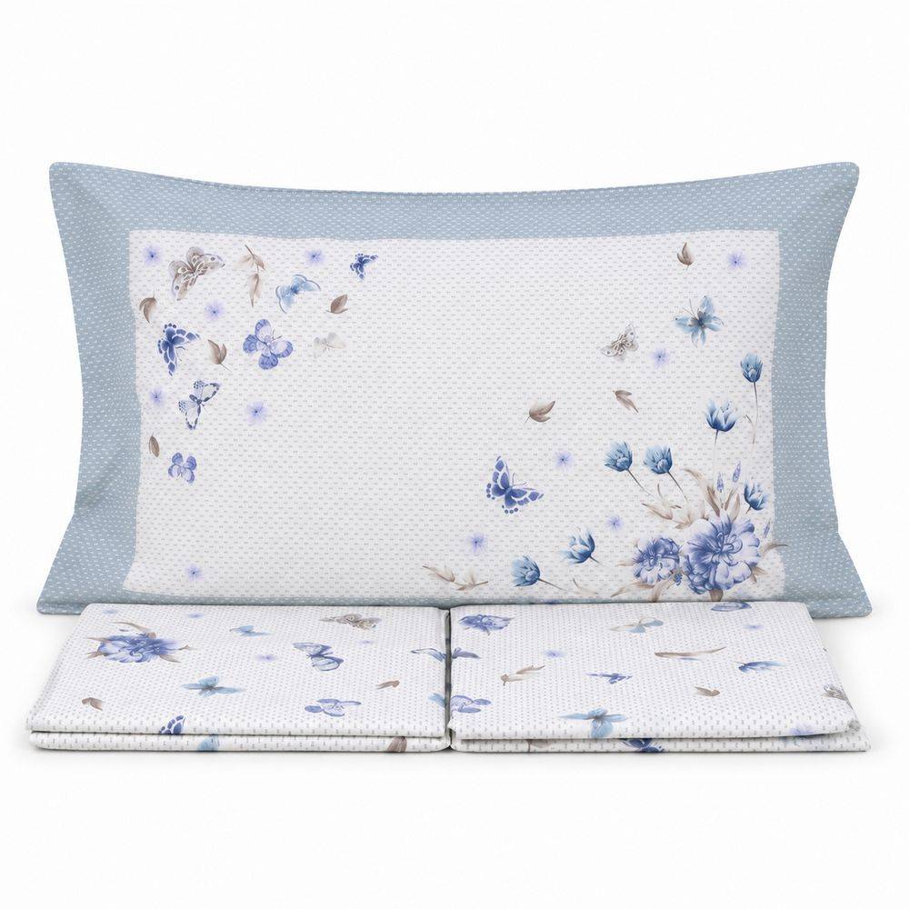 Completo Lenzuola Percalle Venezia Eden Grigio Matrimoniale