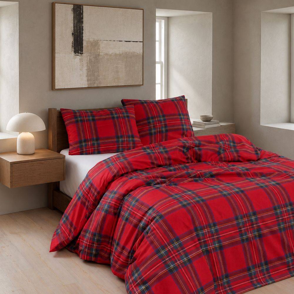 Parure copripiumino Daunex Infinity Tartan Rosso Matrimoniale