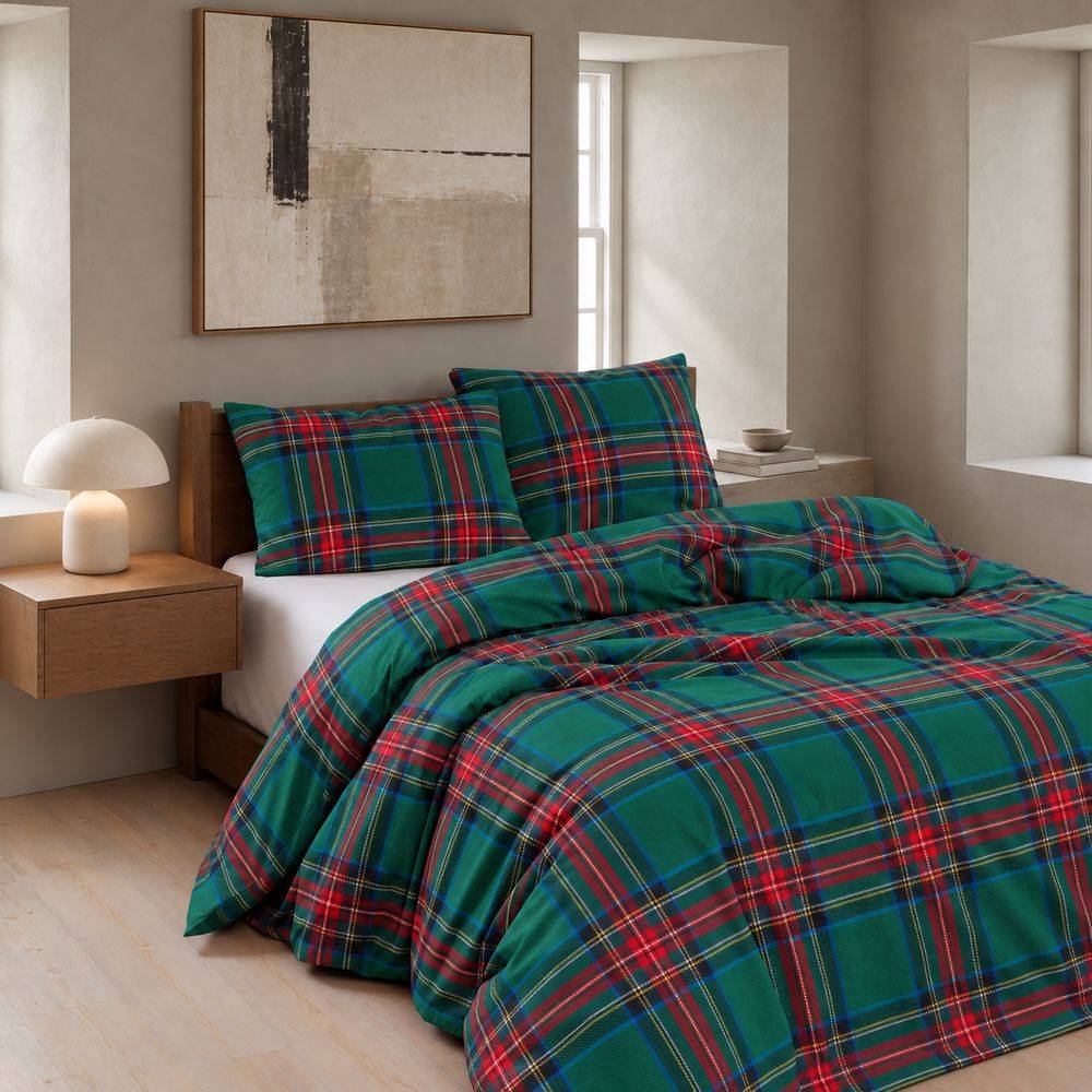 Parure copripiumino Daunex Infinity Tartan Verde Matrimoniale