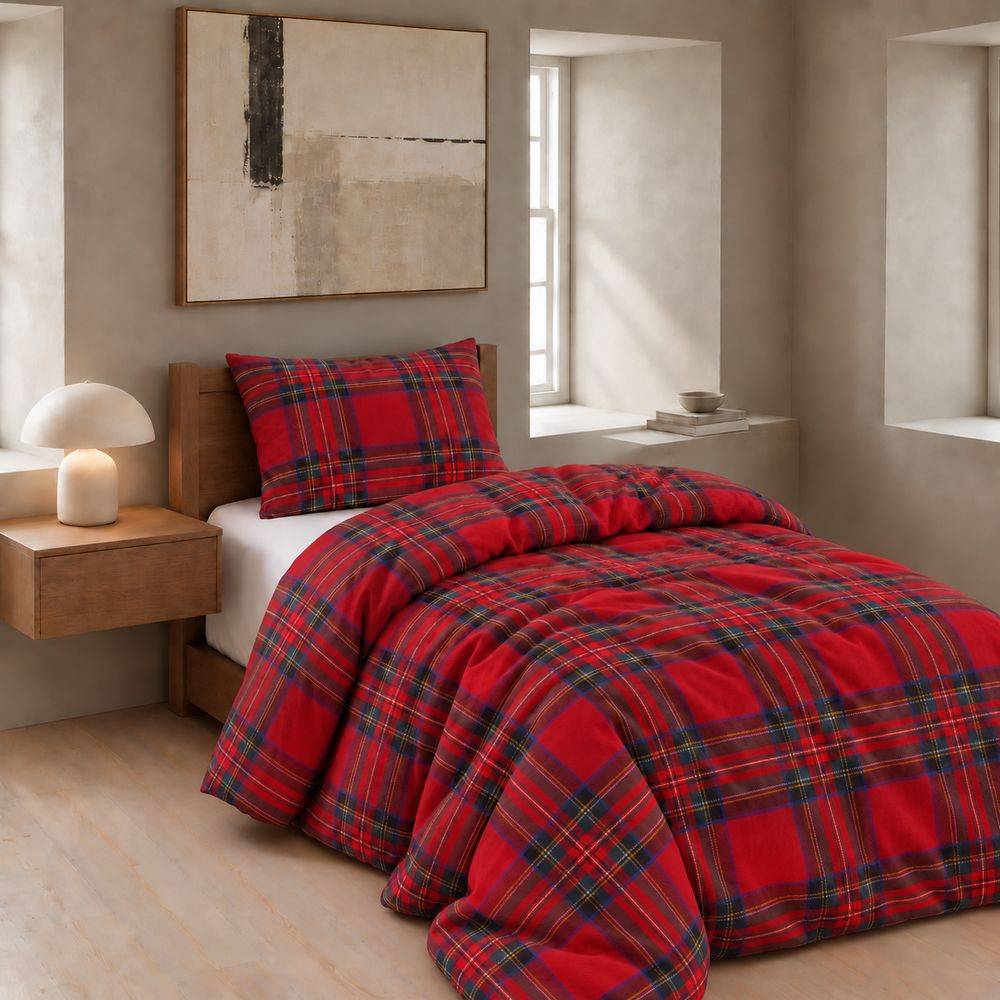 Parure copripiumino Daunex Infinity Tartan Rosso Singolo