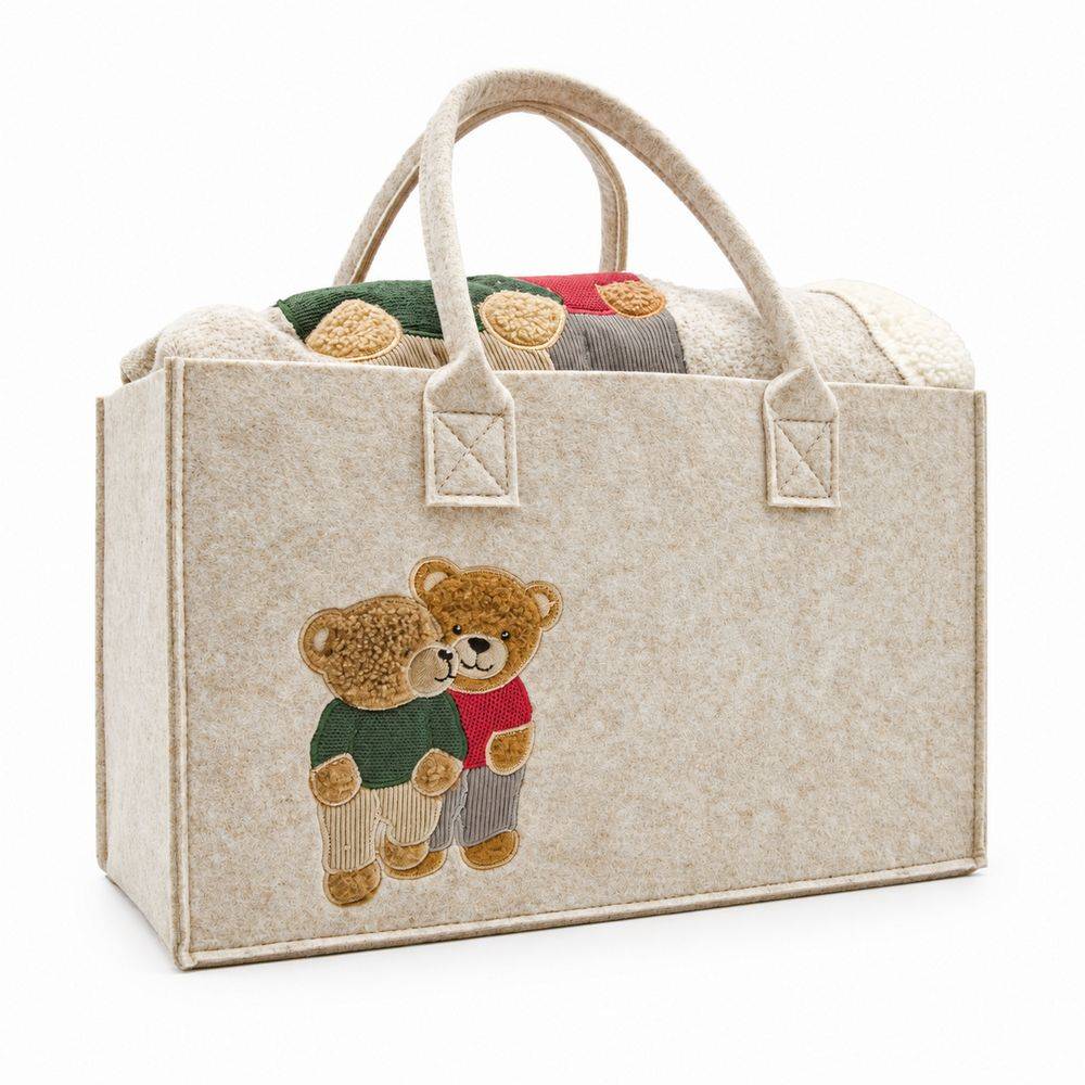 Borsa in Feltro + Plaid Daunex Morbidotto Orsetti Felici 130 x 160