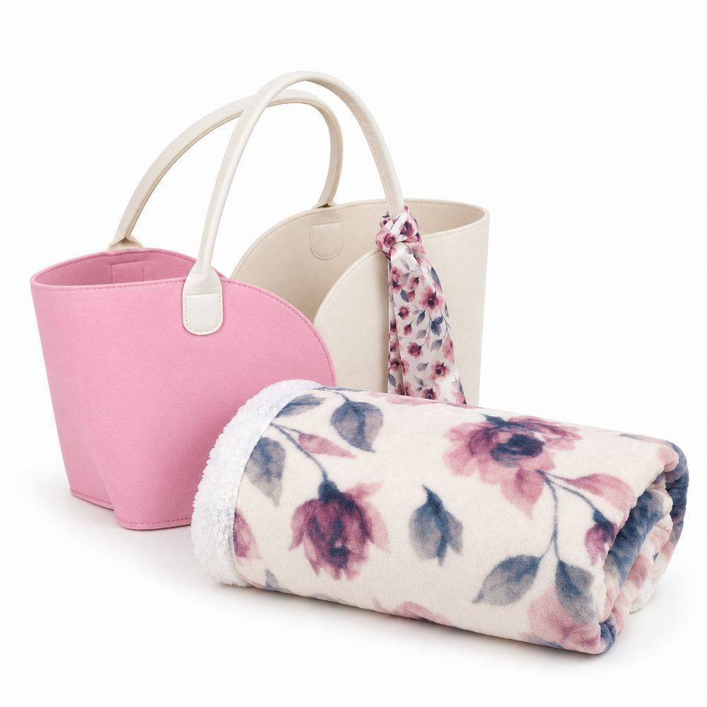 Plaid Sherpa 130 x 160 + Borsa in Feltro Abbinata Roselia