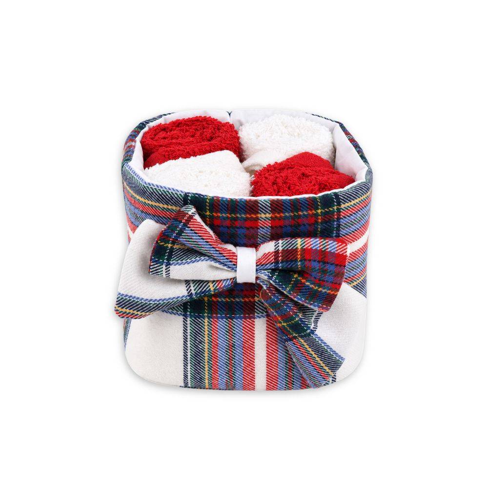 Set 4 Lavette in Spugna Wilma Tartan Bianco 