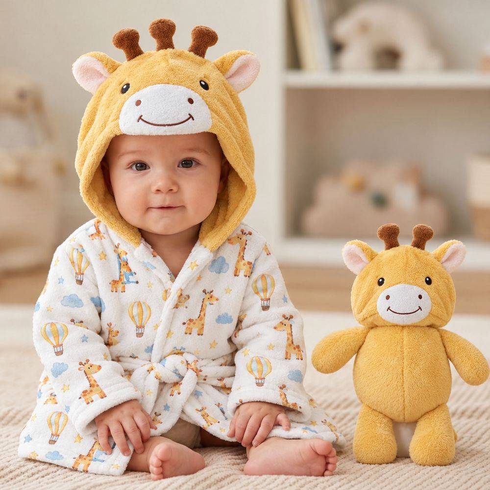 Vestaglia Bimbo Lilo 90x75 con Peluche Giraffa 