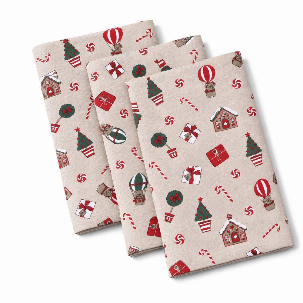 Tovagliolo su misura Candy Christmas fondo Beige