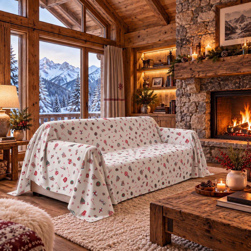 Telo arredo su misura Candy Christmas fondo Beige