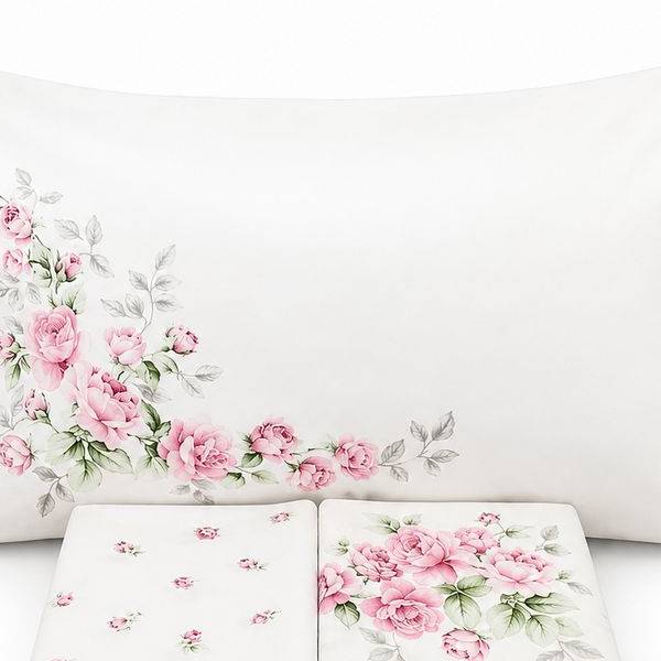 Completo Lenzuola Cloe rose rosa matrimoniale