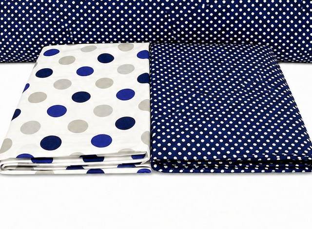Completo Lenzuola Pois blu matrimoniale