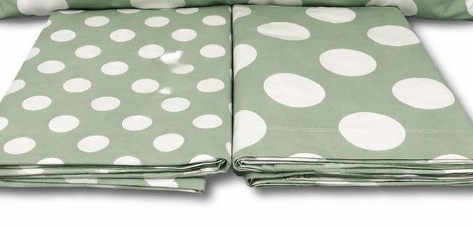 Completo Lenzuola Volant Moon pois Verde Matrimoniale