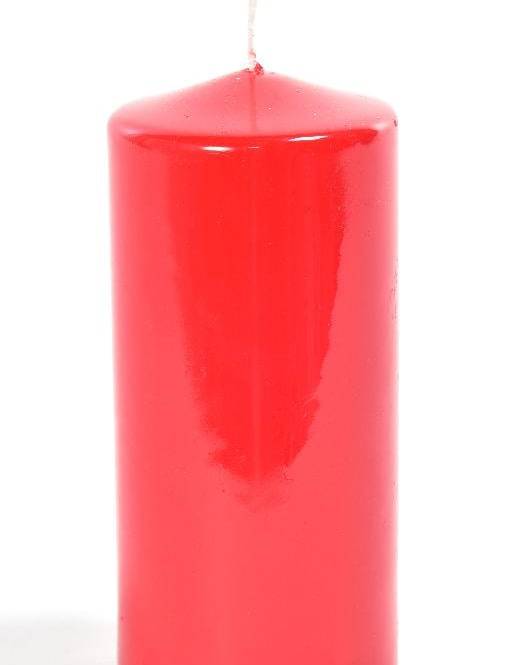 Candela Pillar Lucida Rossa in Cera 6 x 12 cm