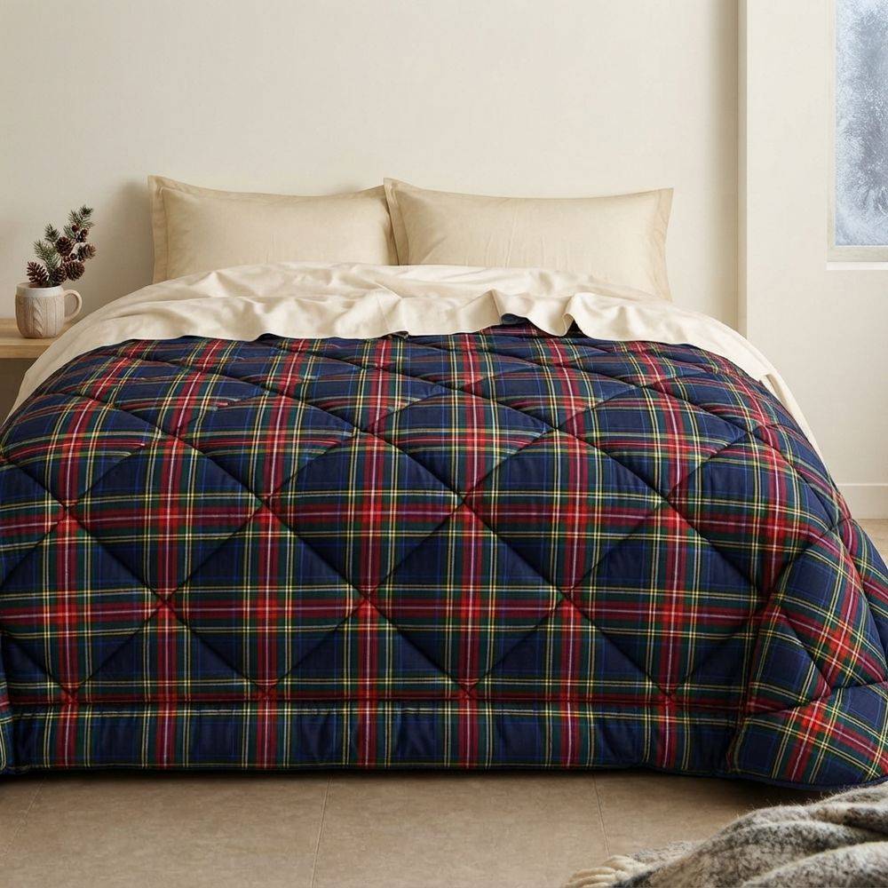 Trapunta Stampa Digitale Tartan Blu Matrimoniale