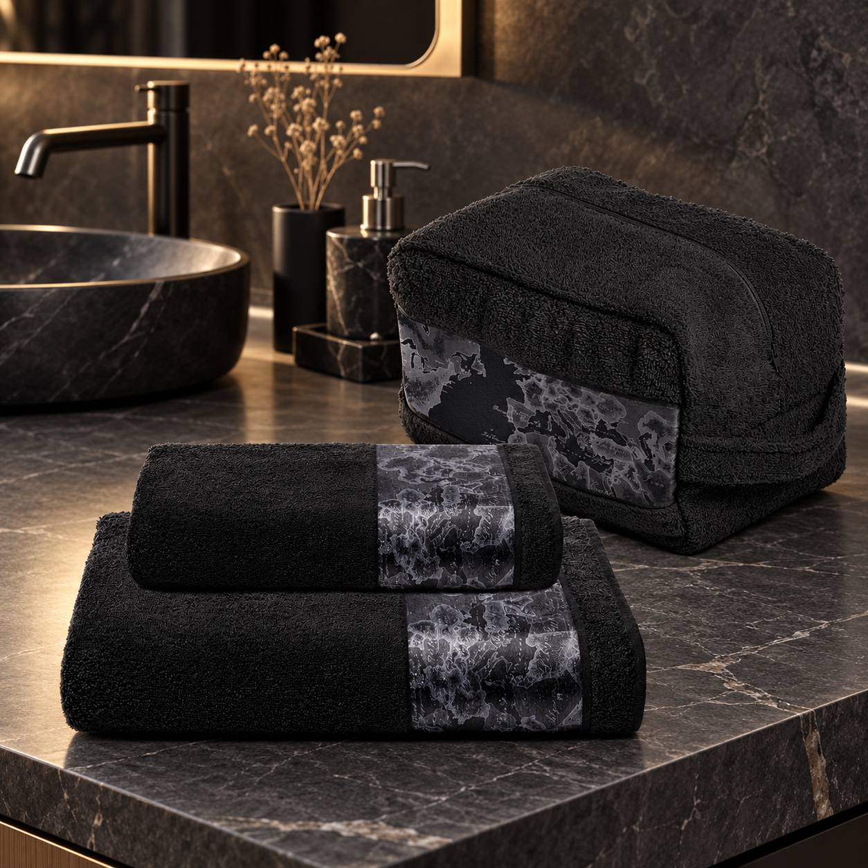 Set Beauty Alviero Martini 1A Classe Geo Black asciugamano + ospite