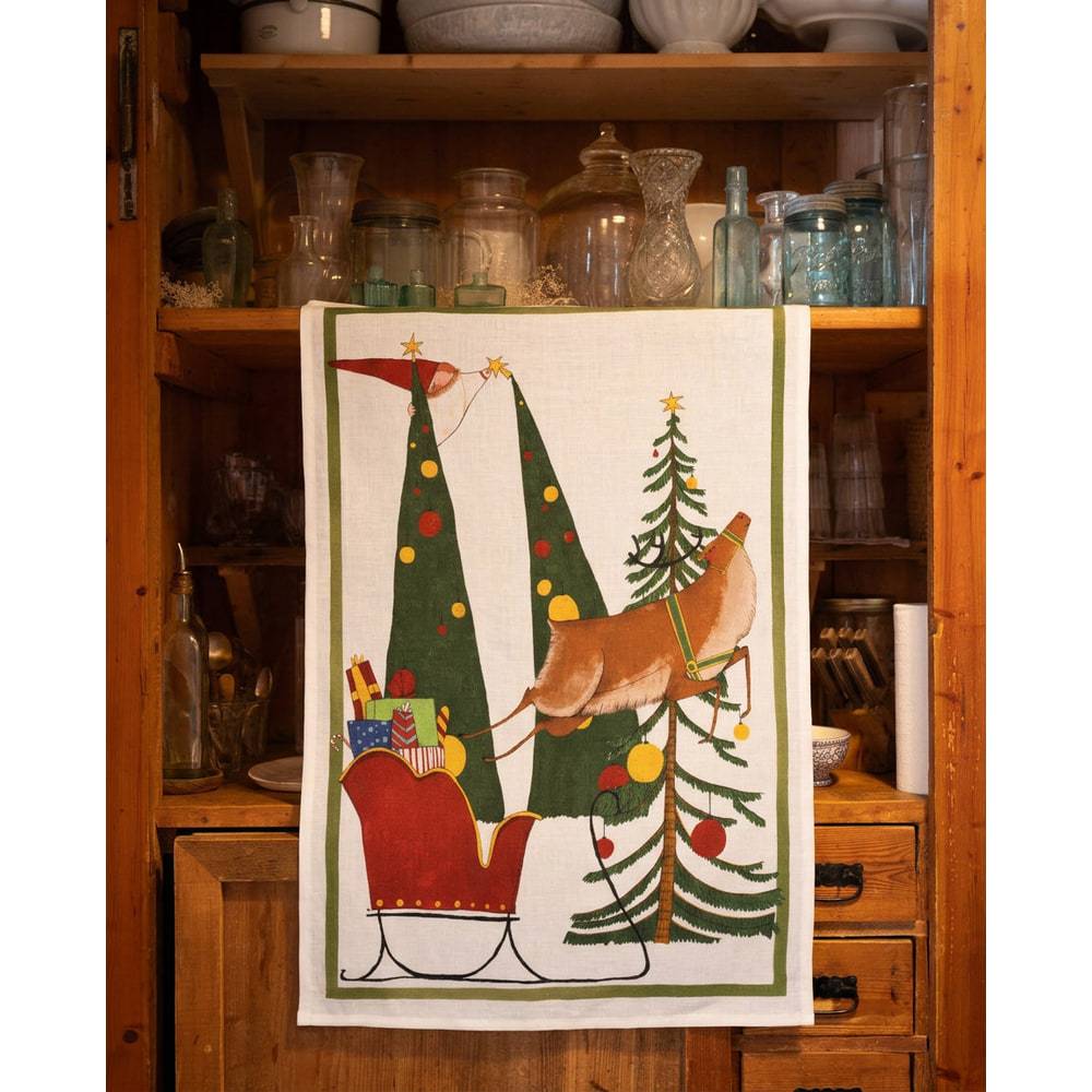 Canovaccio Natalizio Fairy Elf Renna Tessitura Toscana 50 x 70 cm in Lino