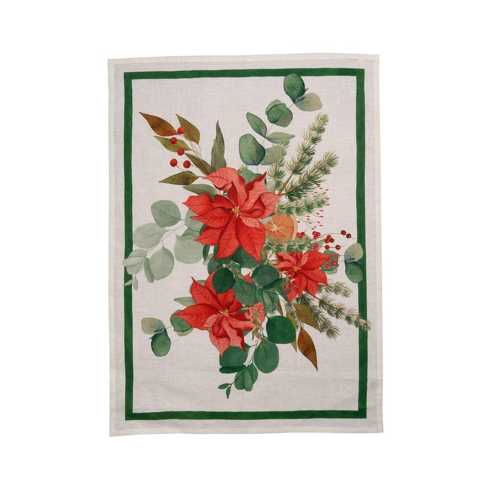 Canovaccio Natalizio Garland Glee Green Tessitura Toscana 50 x 70 cm in Lino