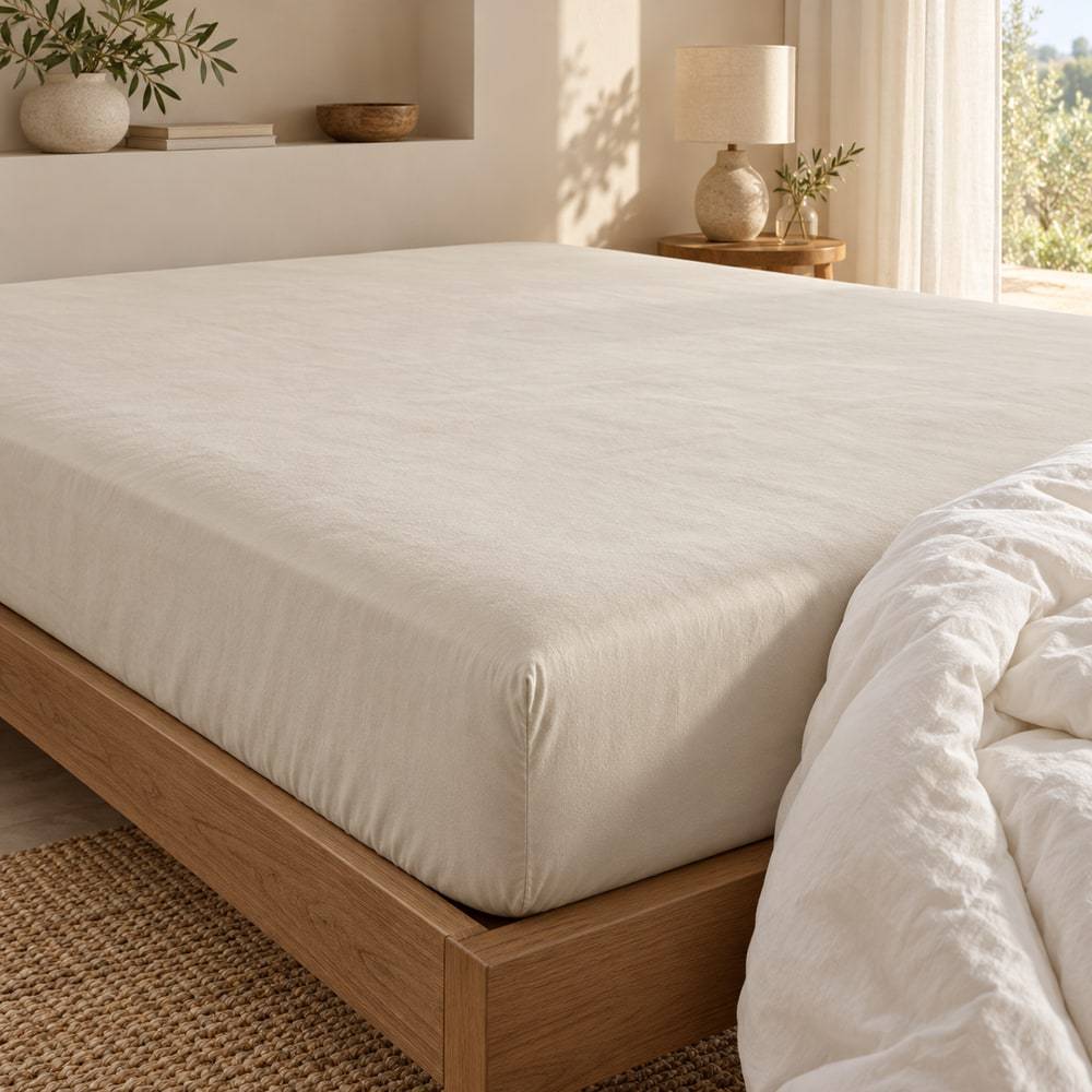 Lenzuolo Sotto Matrimoniale Caldo Cotone Naturale 180 × 200 cm Cogal