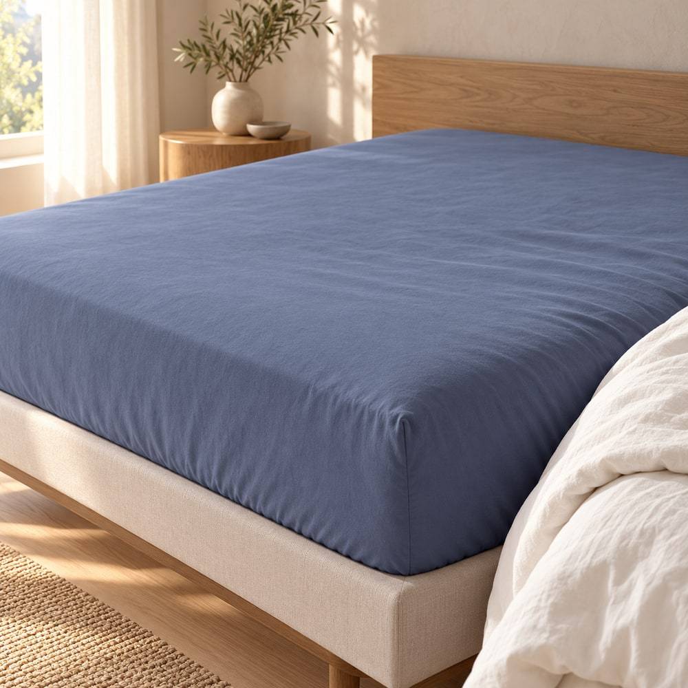 Lenzuolo Sotto Matrimoniale Caldo Cotone Metal Blue 180 × 200 cm Cogal