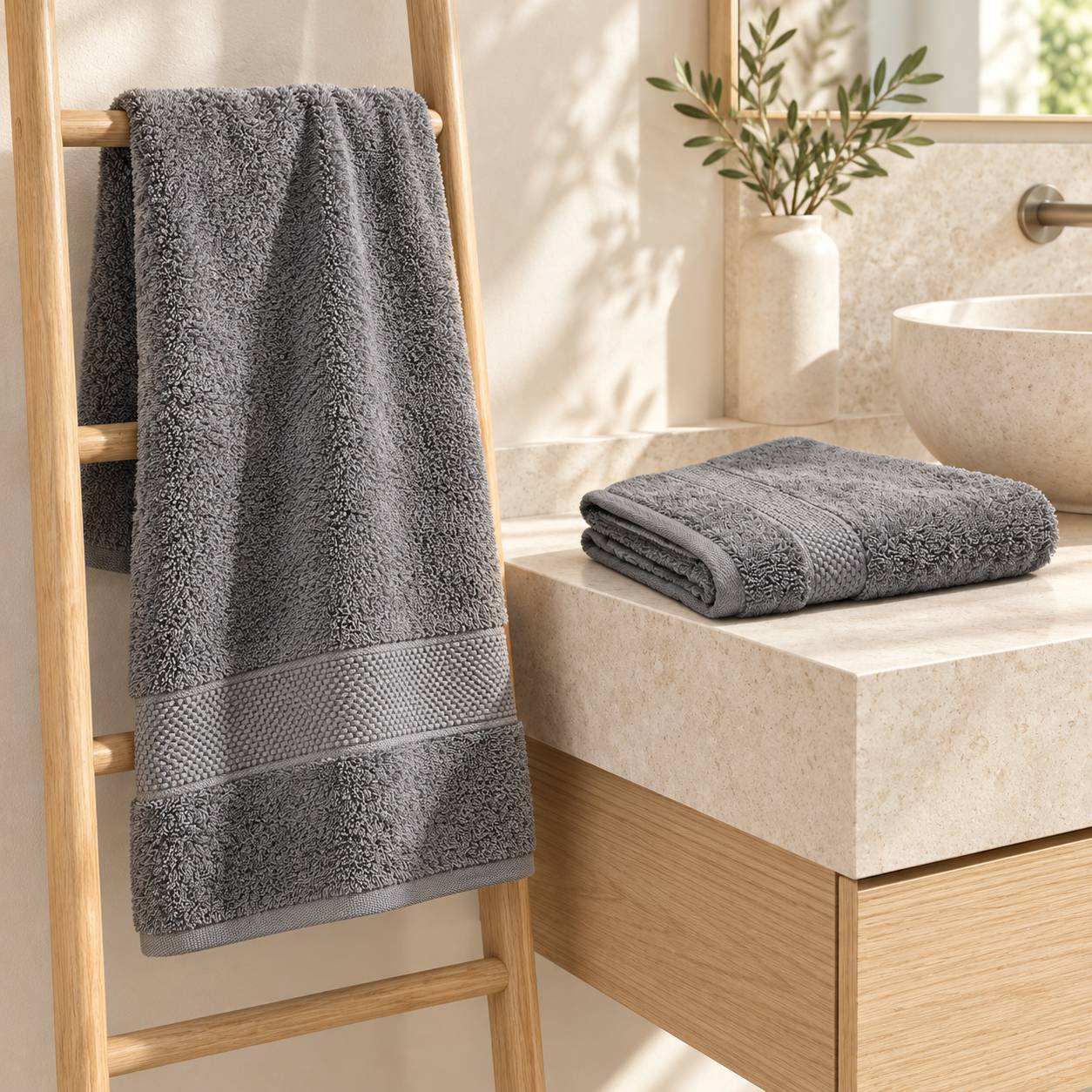 Set Asciugamani 1+1 Cogal Ranger Plus 620 g/m² Medium Grey 60 x 100 + 40 x 60 cm