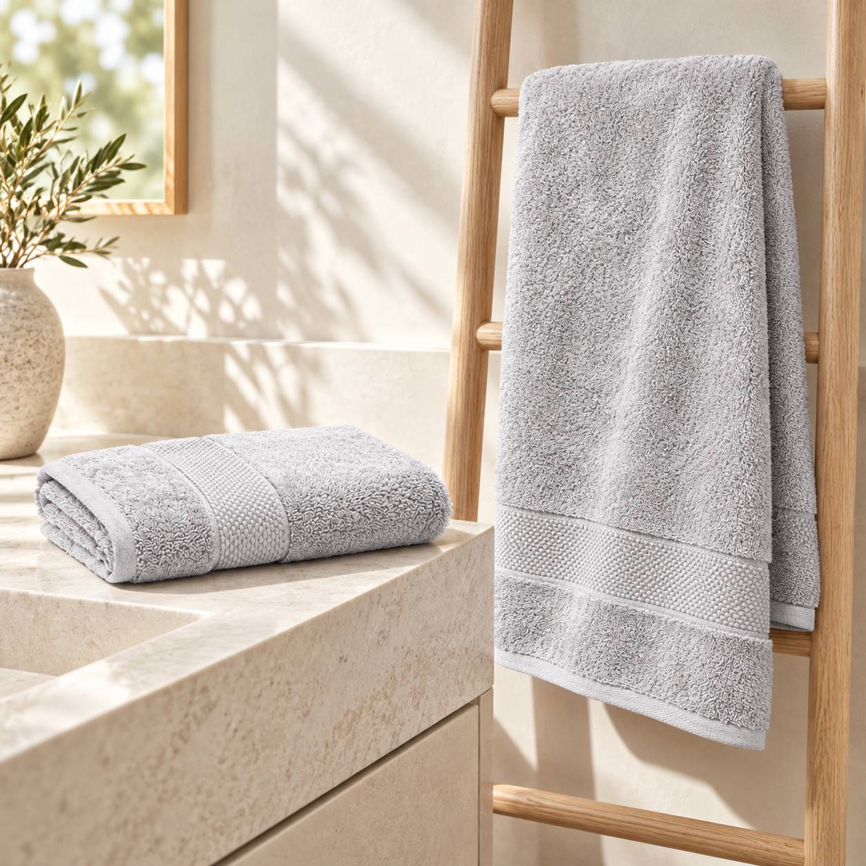 Set Asciugamani 1+1 Cogal Ranger Plus 620 g/m² Silver Grey 60 x 100 + 40 x 60 cm