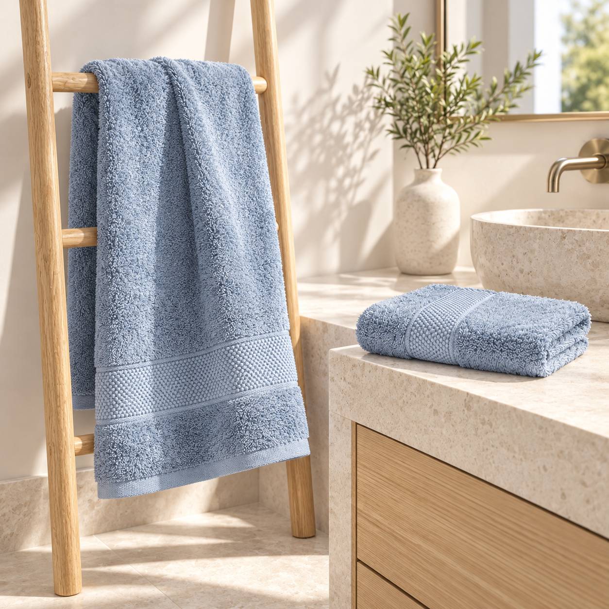 Set Asciugamani 1+1 Cogal Ranger Plus 620 g/m² Misty Blue 60 x 100 + 40 x 60 cm